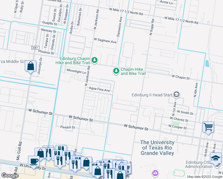 map of restaurants, bars, coffee shops, grocery stores, and more near 1118 Encanto Avenue in Edinburg