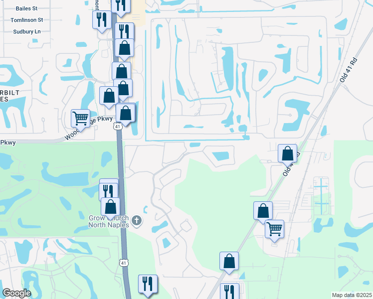 map of restaurants, bars, coffee shops, grocery stores, and more near 1296 Sweetwater Lane in Naples