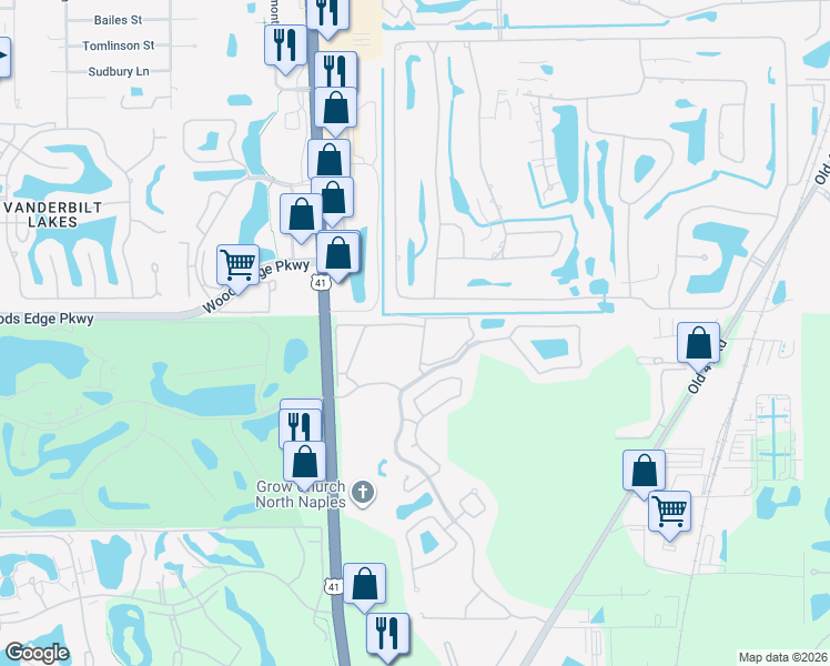 map of restaurants, bars, coffee shops, grocery stores, and more near 1150 Sweetwater Lane in Naples