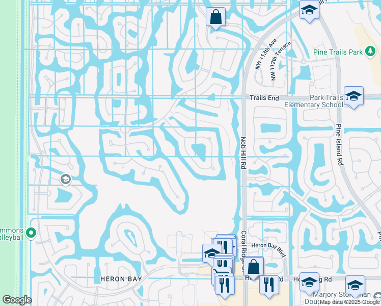map of restaurants, bars, coffee shops, grocery stores, and more near 6868 Northwest 117th Avenue in Tamarac