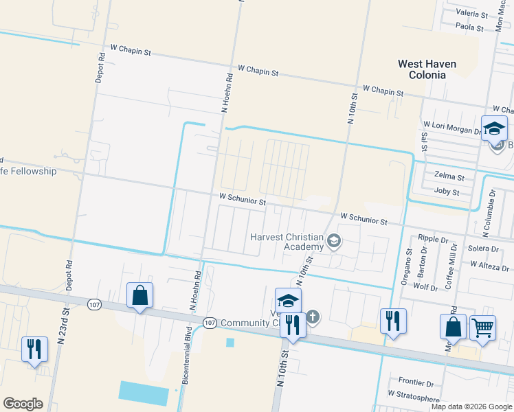 map of restaurants, bars, coffee shops, grocery stores, and more near 4911 West Crown Point Street in Edinburg