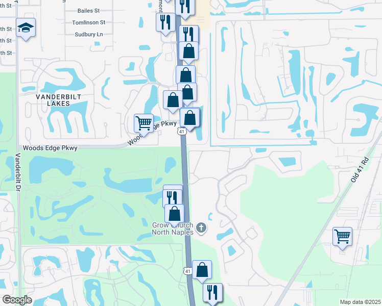 map of restaurants, bars, coffee shops, grocery stores, and more near 1335 Sweetwater Cove in Naples