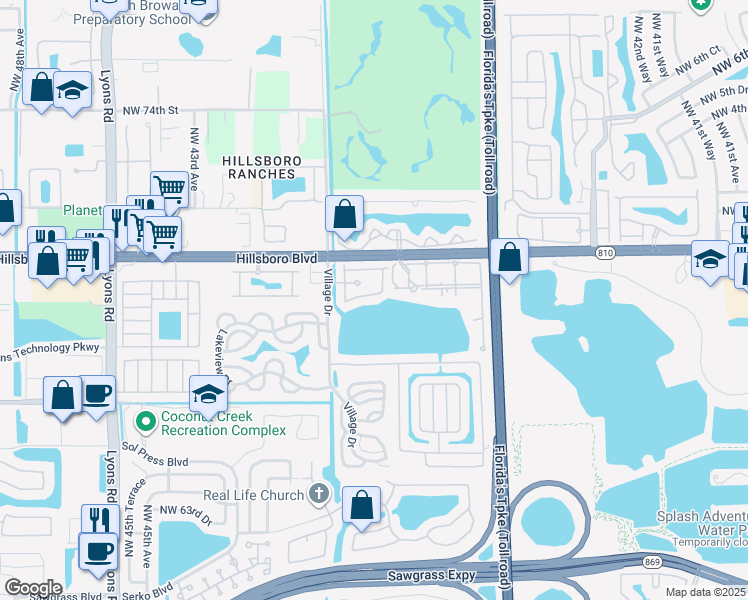 map of restaurants, bars, coffee shops, grocery stores, and more near 6903 Julia Gardens Drive in Coconut Creek
