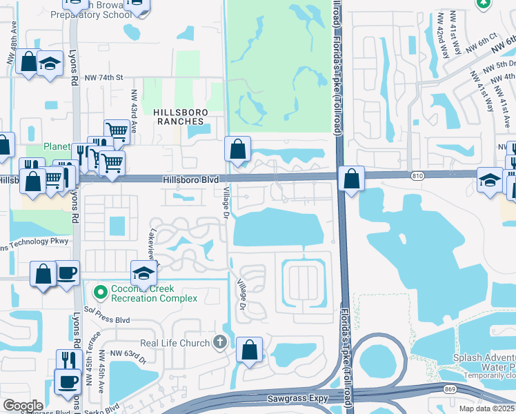 map of restaurants, bars, coffee shops, grocery stores, and more near 6903 Julia Gardens Drive in Coconut Creek