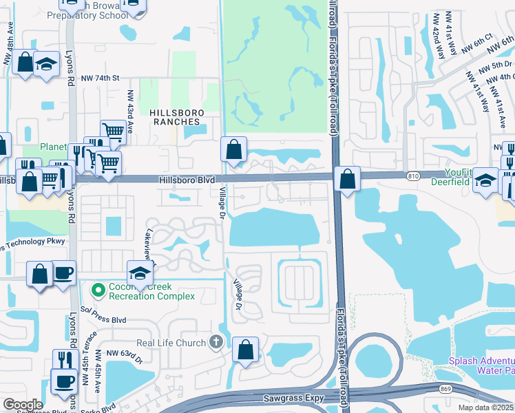 map of restaurants, bars, coffee shops, grocery stores, and more near 6903 Julia Gardens Drive in Coconut Creek