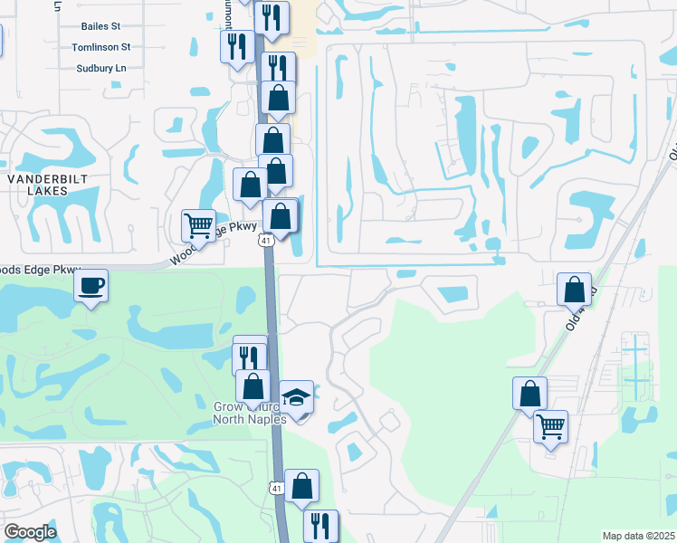 map of restaurants, bars, coffee shops, grocery stores, and more near 1300 Sweetwater Cove in Naples