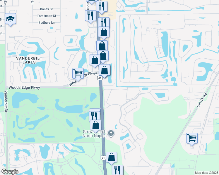 map of restaurants, bars, coffee shops, grocery stores, and more near 1335 Sweetwater Cove in Naples