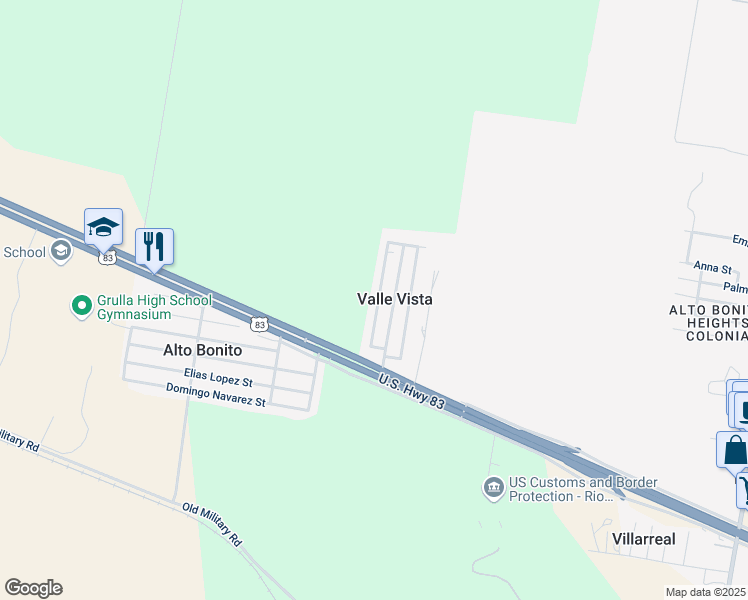 map of restaurants, bars, coffee shops, grocery stores, and more near 169 Redwood Road in Rio Grande City