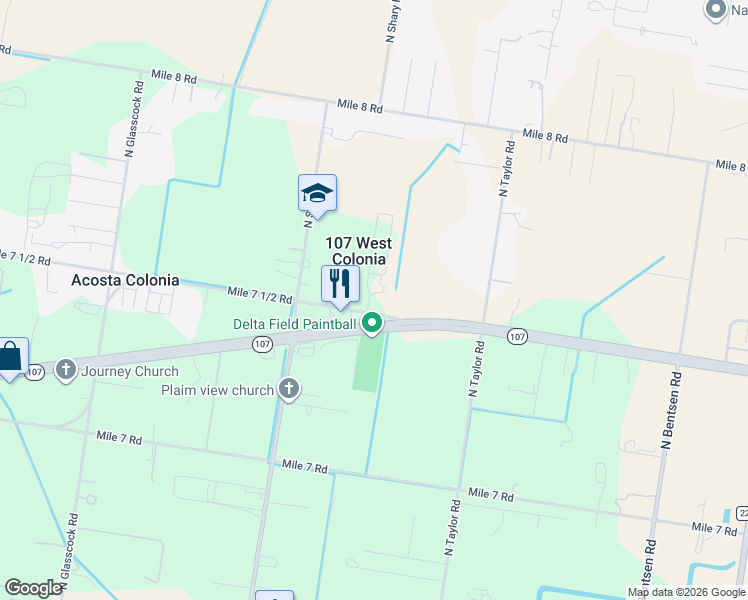 map of restaurants, bars, coffee shops, grocery stores, and more near 5800 Mile 7 1/2 Road in Mission
