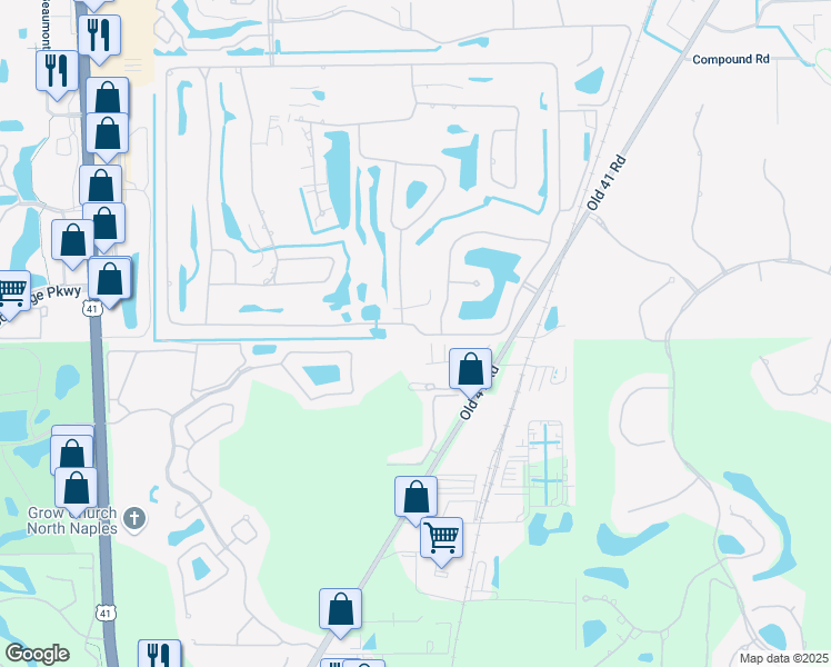map of restaurants, bars, coffee shops, grocery stores, and more near 16160 Performance Way in Naples