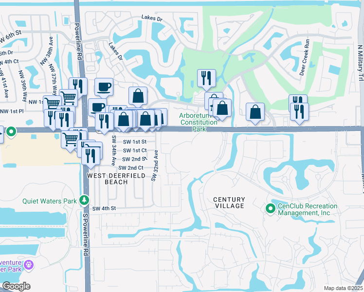 map of restaurants, bars, coffee shops, grocery stores, and more near 2799 Amadeo Trinchitella Boulevard in Deerfield Beach