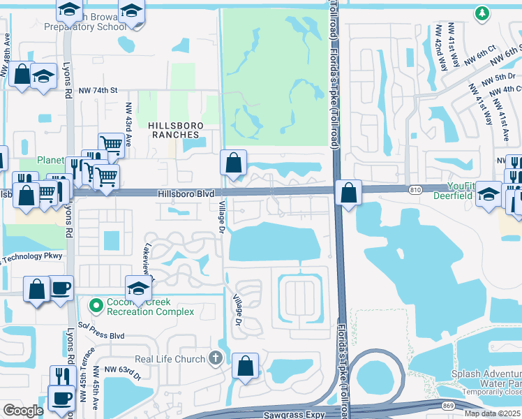map of restaurants, bars, coffee shops, grocery stores, and more near 6903 Julia Gardens Drive in Coconut Creek