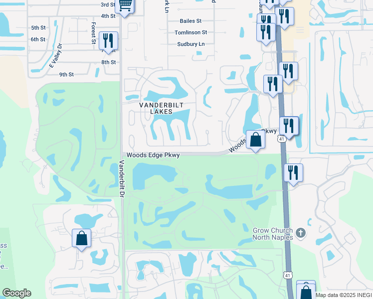 map of restaurants, bars, coffee shops, grocery stores, and more near 28932 Winthrop Circle in Bonita Springs