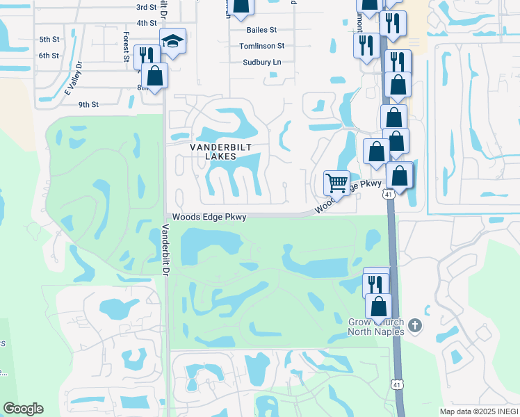 map of restaurants, bars, coffee shops, grocery stores, and more near 28932 Winthrop Circle in Bonita Springs