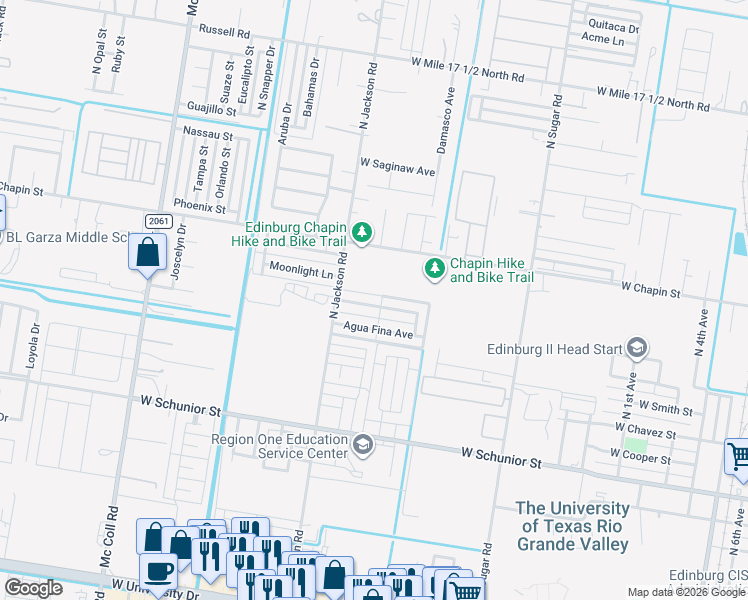 map of restaurants, bars, coffee shops, grocery stores, and more near 1913 Villa Linda Avenue in Edinburg