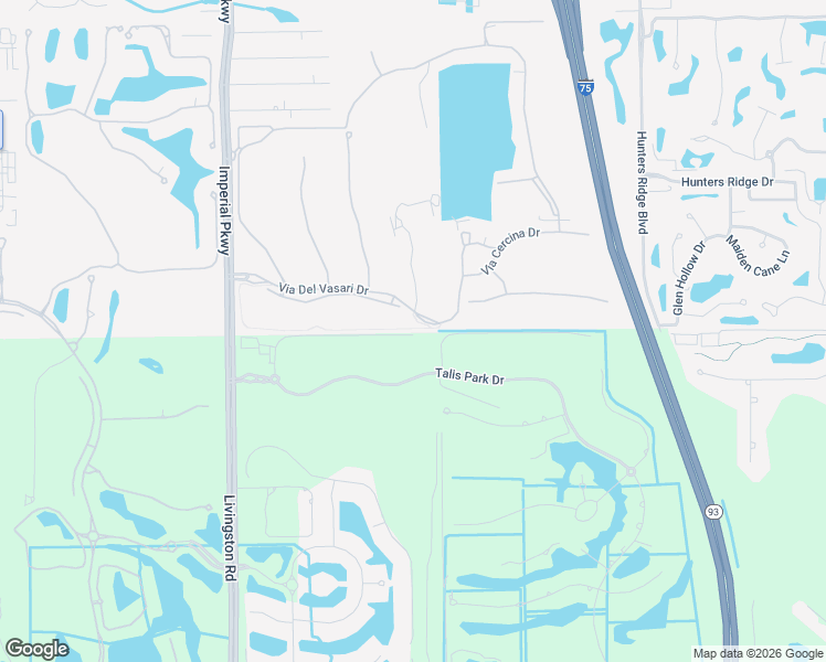 map of restaurants, bars, coffee shops, grocery stores, and more near 11111 Corsia Trieste Way in Bonita Springs