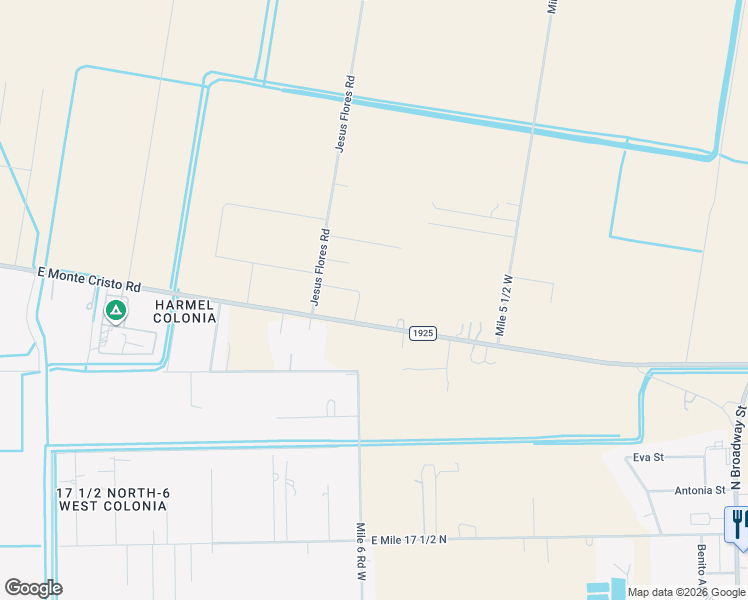 map of restaurants, bars, coffee shops, grocery stores, and more near E Monte Cristo Rd in Edcouch
