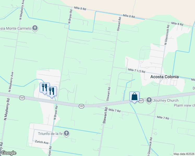 map of restaurants, bars, coffee shops, grocery stores, and more near 11417 Stewart Road in Mission