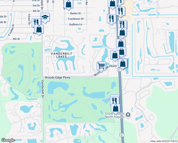 map of restaurants, bars, coffee shops, grocery stores, and more near 28871 Bermuda Lago Court in Bonita Springs