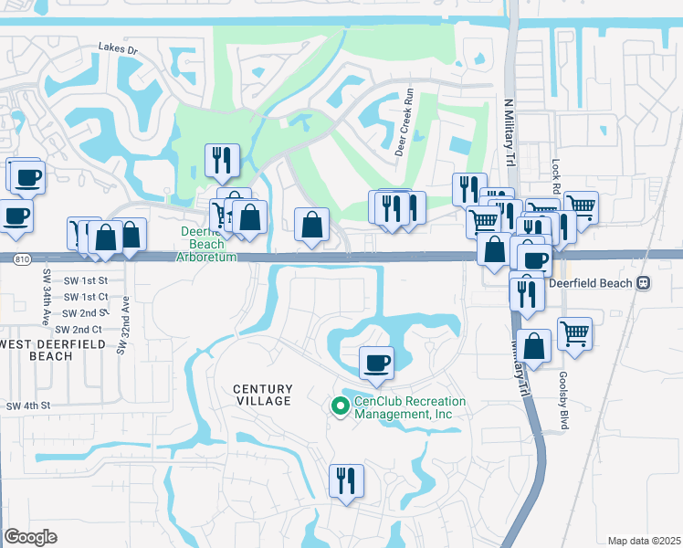 map of restaurants, bars, coffee shops, grocery stores, and more near in Deerfield Beach