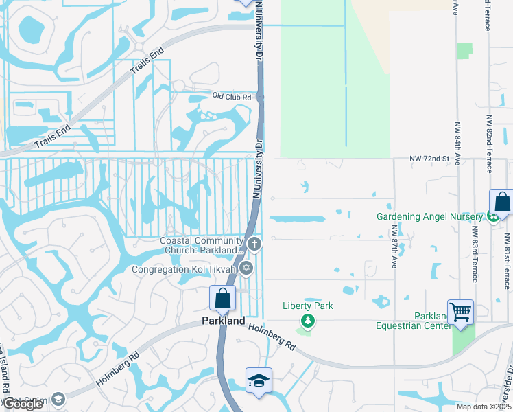 map of restaurants, bars, coffee shops, grocery stores, and more near 7016 Spyglass Avenue in Parkland