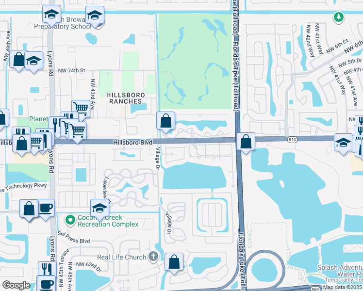 map of restaurants, bars, coffee shops, grocery stores, and more near 6943 Julia Gardens Drive in Coconut Creek