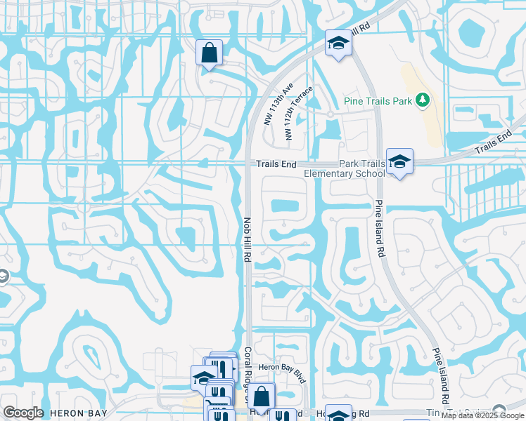 map of restaurants, bars, coffee shops, grocery stores, and more near 7019 Northwest 113th Avenue in Parkland