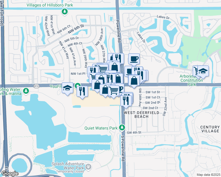map of restaurants, bars, coffee shops, grocery stores, and more near 3648 West Hillsboro Boulevard in Deerfield Beach