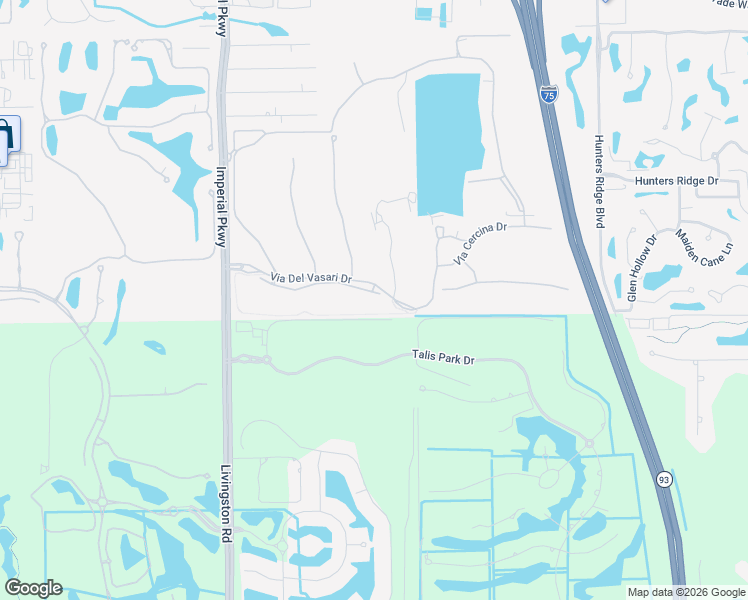 map of restaurants, bars, coffee shops, grocery stores, and more near 11111 Corsia Trieste Way in Bonita Springs