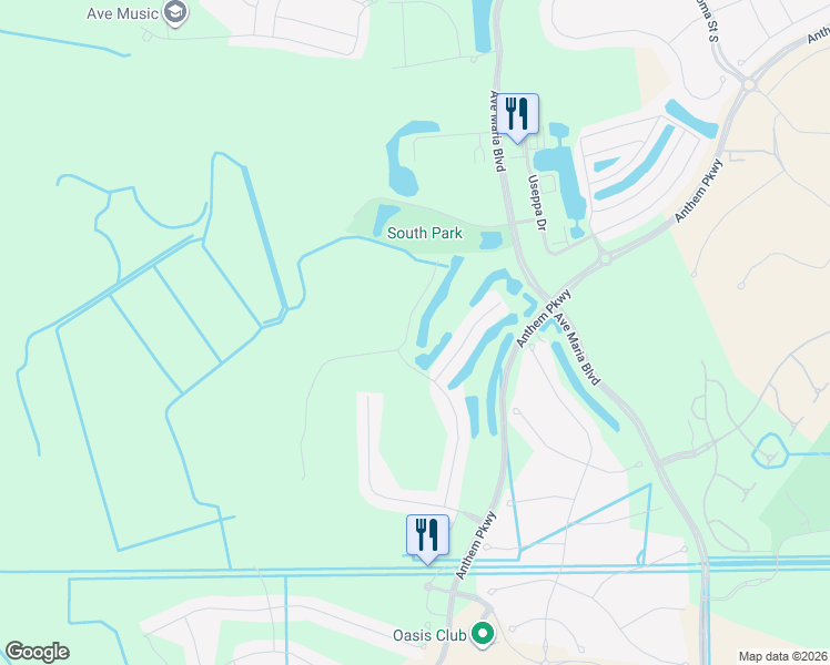 map of restaurants, bars, coffee shops, grocery stores, and more near 5709 Mayflower Way in Ave Maria