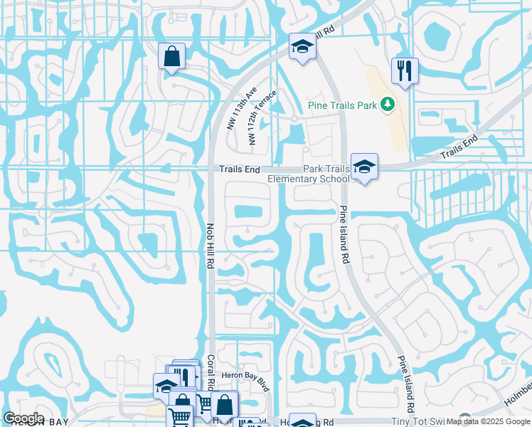 map of restaurants, bars, coffee shops, grocery stores, and more near 7011 Northwest 111th Terrace in Parkland