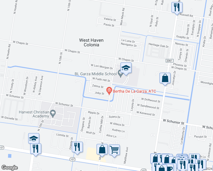 map of restaurants, bars, coffee shops, grocery stores, and more near 1109 Mon Mack Road in Edinburg