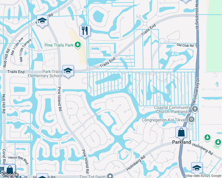 map of restaurants, bars, coffee shops, grocery stores, and more near 10240 Sweet Bay Court in Parkland