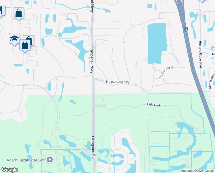 map of restaurants, bars, coffee shops, grocery stores, and more near 16912 Fairgrove Way in Naples