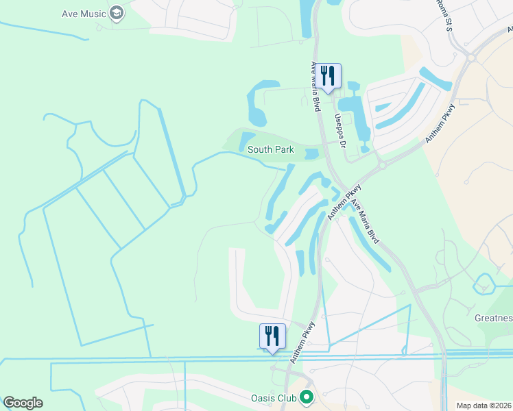map of restaurants, bars, coffee shops, grocery stores, and more near 5709 Mayflower Way in Ave Maria