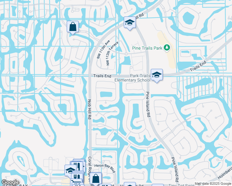 map of restaurants, bars, coffee shops, grocery stores, and more near 7011 Northwest 111th Terrace in Parkland