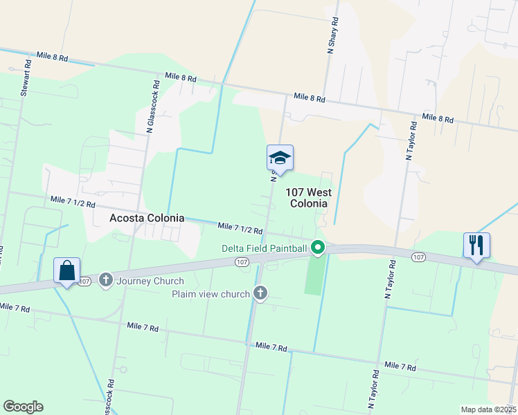 map of restaurants, bars, coffee shops, grocery stores, and more near 11809 North Shary Road in Mission