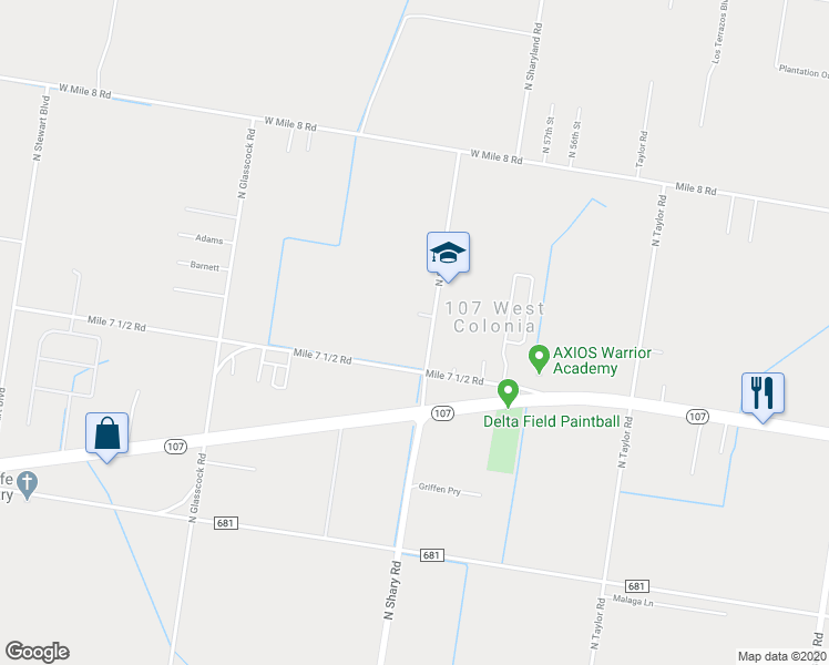 map of restaurants, bars, coffee shops, grocery stores, and more near 11809 North Shary Road in Mission