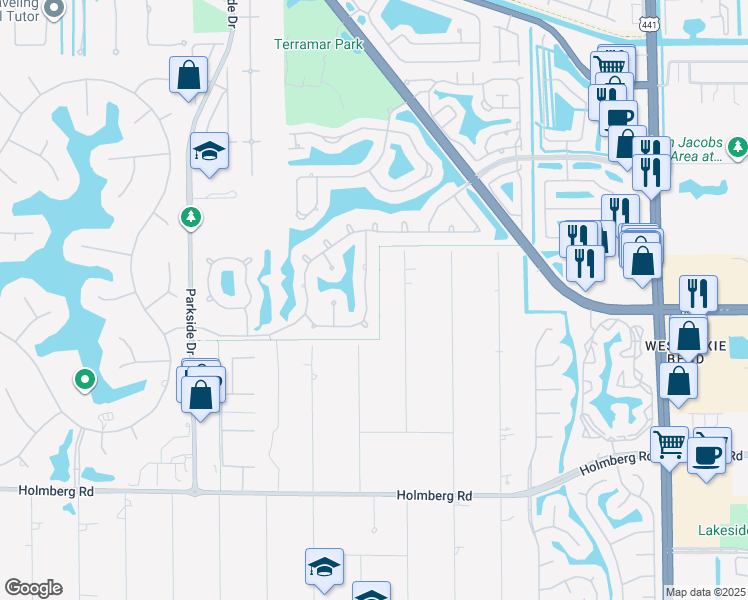 map of restaurants, bars, coffee shops, grocery stores, and more near 7013 Northwest 66th Terrace in Parkland