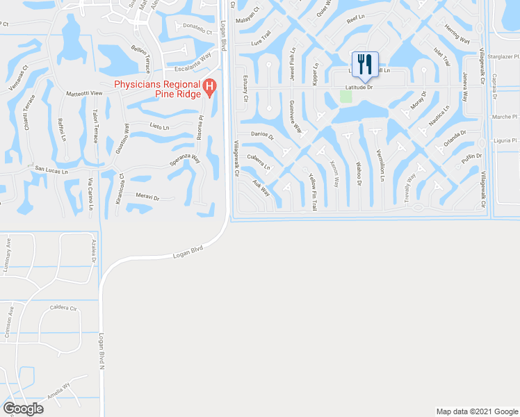 map of restaurants, bars, coffee shops, grocery stores, and more near 15088 Blue Marlin Terrace in Bonita Springs
