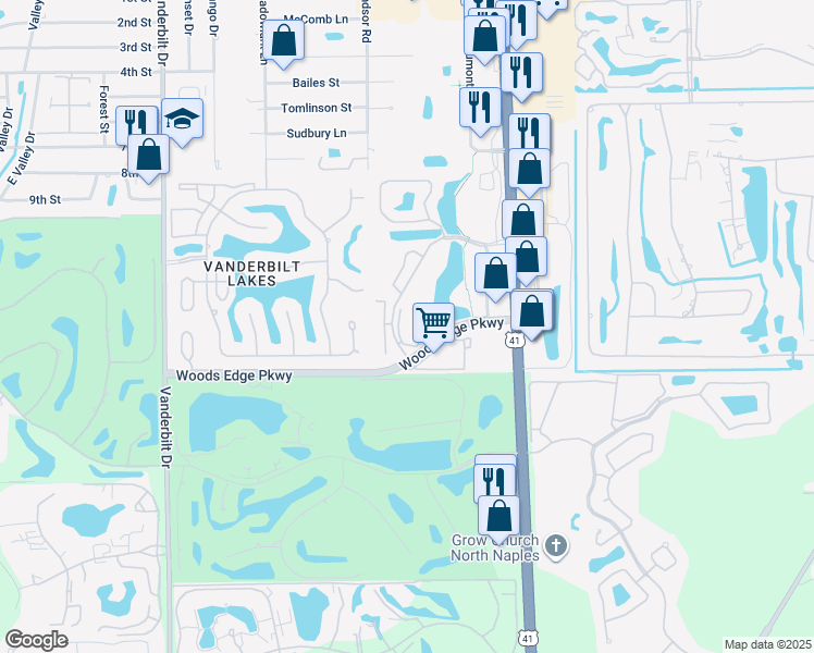 map of restaurants, bars, coffee shops, grocery stores, and more near 28861 Bermuda Lago Court in Bonita Springs