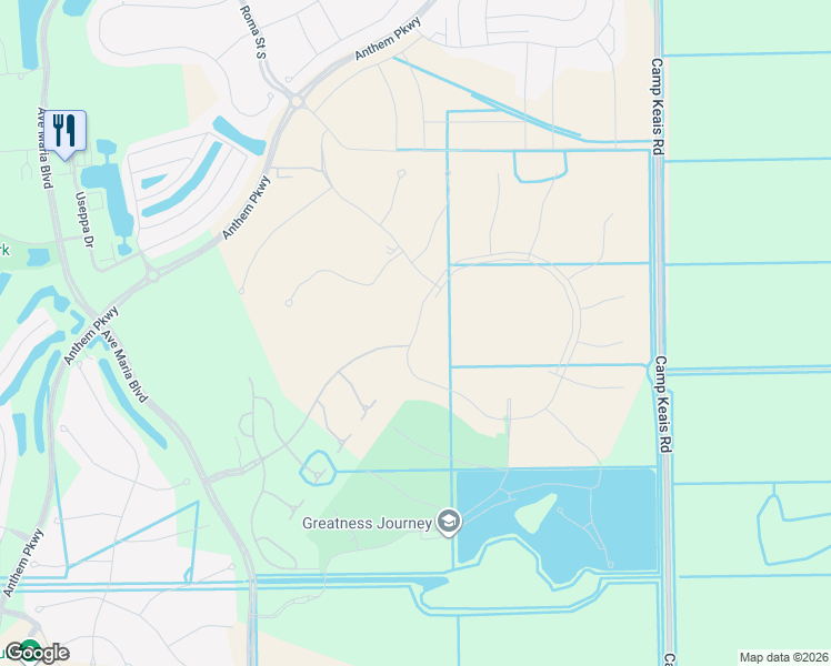 map of restaurants, bars, coffee shops, grocery stores, and more near Bellerawalk Boulevard in Ave Maria