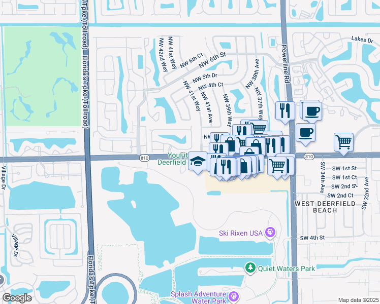 map of restaurants, bars, coffee shops, grocery stores, and more near 4226 Northwest 1st Place in Deerfield Beach