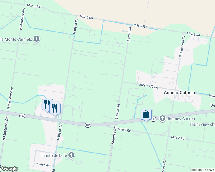 map of restaurants, bars, coffee shops, grocery stores, and more near 11417 Stewart Road in Mission