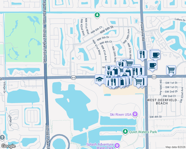 map of restaurants, bars, coffee shops, grocery stores, and more near 4226 Northwest 1st Place in Deerfield Beach