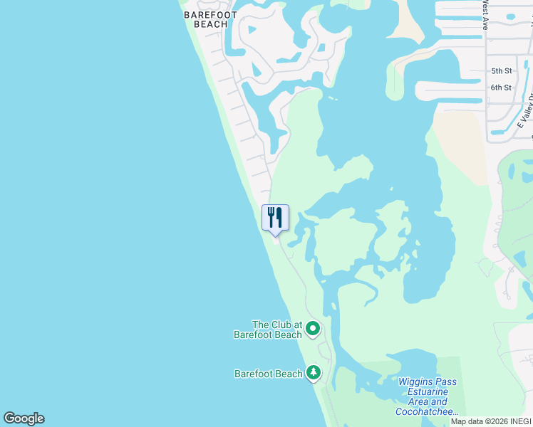 map of restaurants, bars, coffee shops, grocery stores, and more near 253 Barefoot Beach Boulevard in Bonita Springs