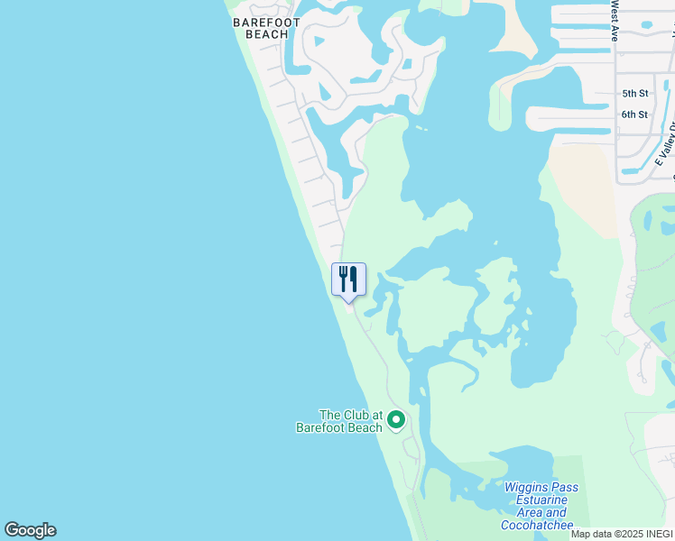 map of restaurants, bars, coffee shops, grocery stores, and more near 253 Barefoot Beach Boulevard in Bonita Springs