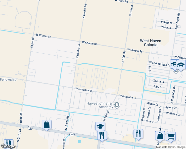 map of restaurants, bars, coffee shops, grocery stores, and more near 1013 North Hoehn Drive in Edinburg