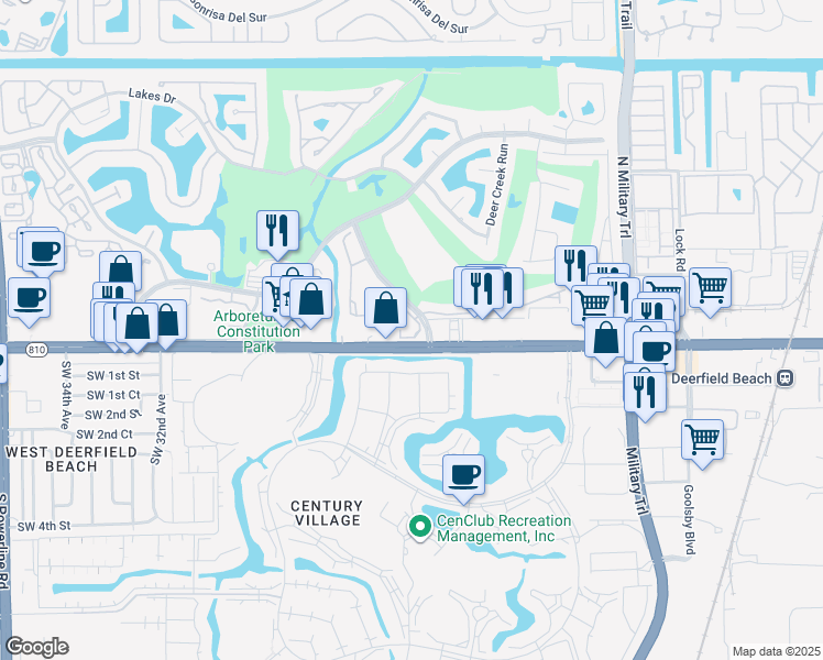 map of restaurants, bars, coffee shops, grocery stores, and more near 2403 West Hillsboro Boulevard in Deerfield Beach