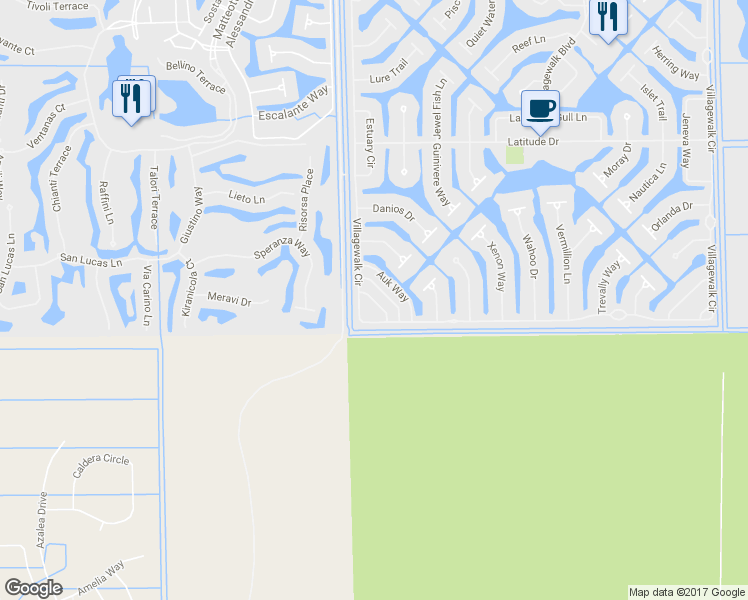 map of restaurants, bars, coffee shops, grocery stores, and more near 15043 Blue Marlin Terrace in Bonita Springs